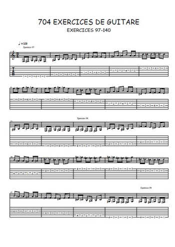 Exercices de guitare 97-140 Partitions gratuites